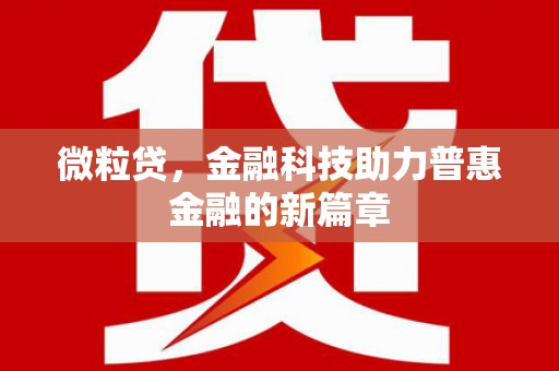 湖里微粒贷，金融科技助力普惠金融的新篇章