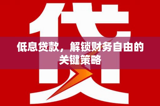 湖里低息贷款，解锁财务自由的关键策略