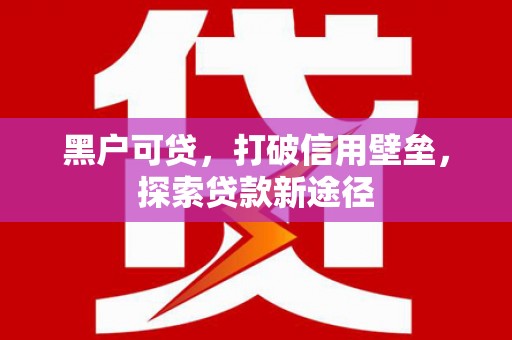 湖里黑户可贷，打破信用壁垒，探索贷款新途径
