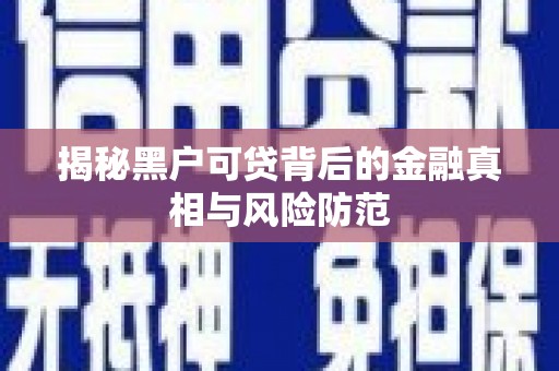 湖里揭秘黑户可贷背后的金融真相与风险防范