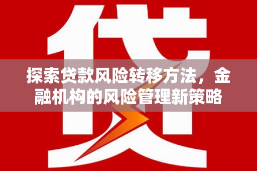 湖里探索贷款风险转移方法，金融机构的风险管理新策略