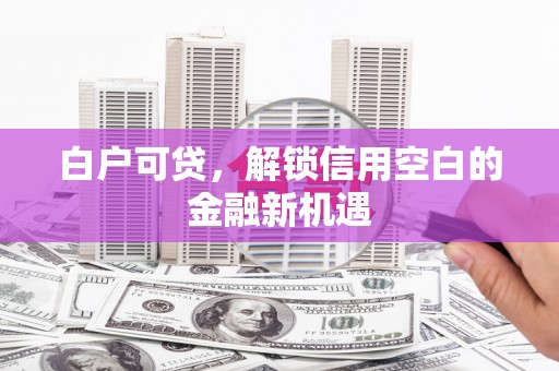 湖里白户可贷，解锁信用空白的金融新机遇