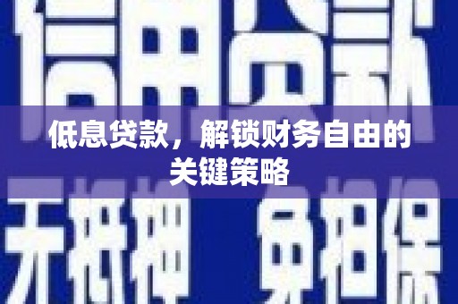 湖里低息贷款，解锁财务自由的关键策略
