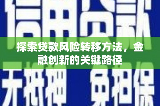 湖里探索贷款风险转移方法，金融创新的关键路径