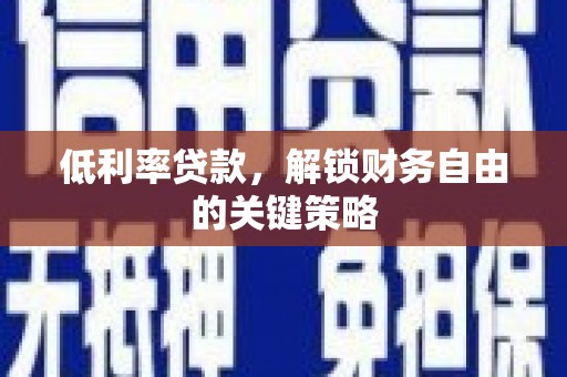 湖里低利率贷款，解锁财务自由的关键策略