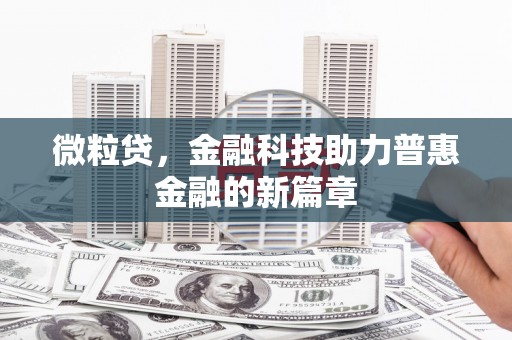 湖里微粒贷，金融科技助力普惠金融的新篇章