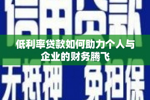 湖里低利率贷款如何助力个人与企业的财务腾飞