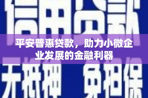 湖里平安普惠贷款，助力小微企业发展的金融利器